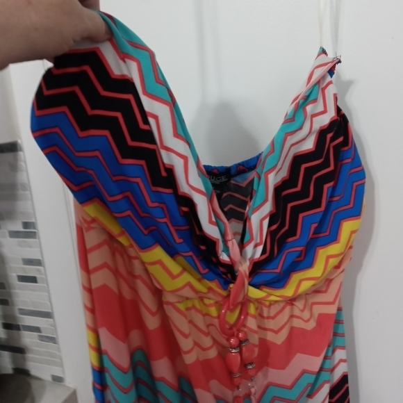 Rouge collection strapless striped longline striped summer dress Padded bra - Picture 4 of 7